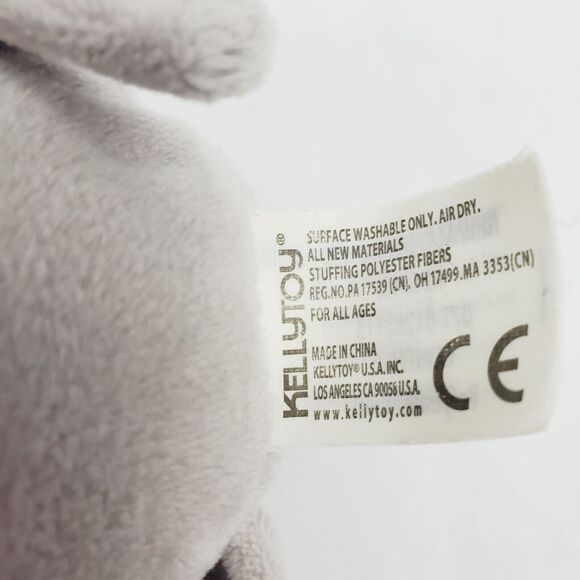 KellyToy Elephant Plush Babies 11" Gray Built-In Rattle Stuffed Animal Clip-On - Picture 4 of 6